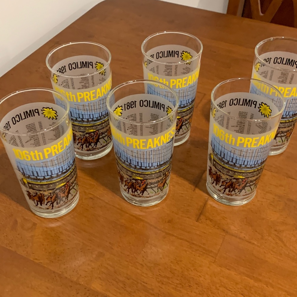 1981 Pimlico 106th Preakness Horse Race Libbey 12.5 oz Set of 6 Glasses
